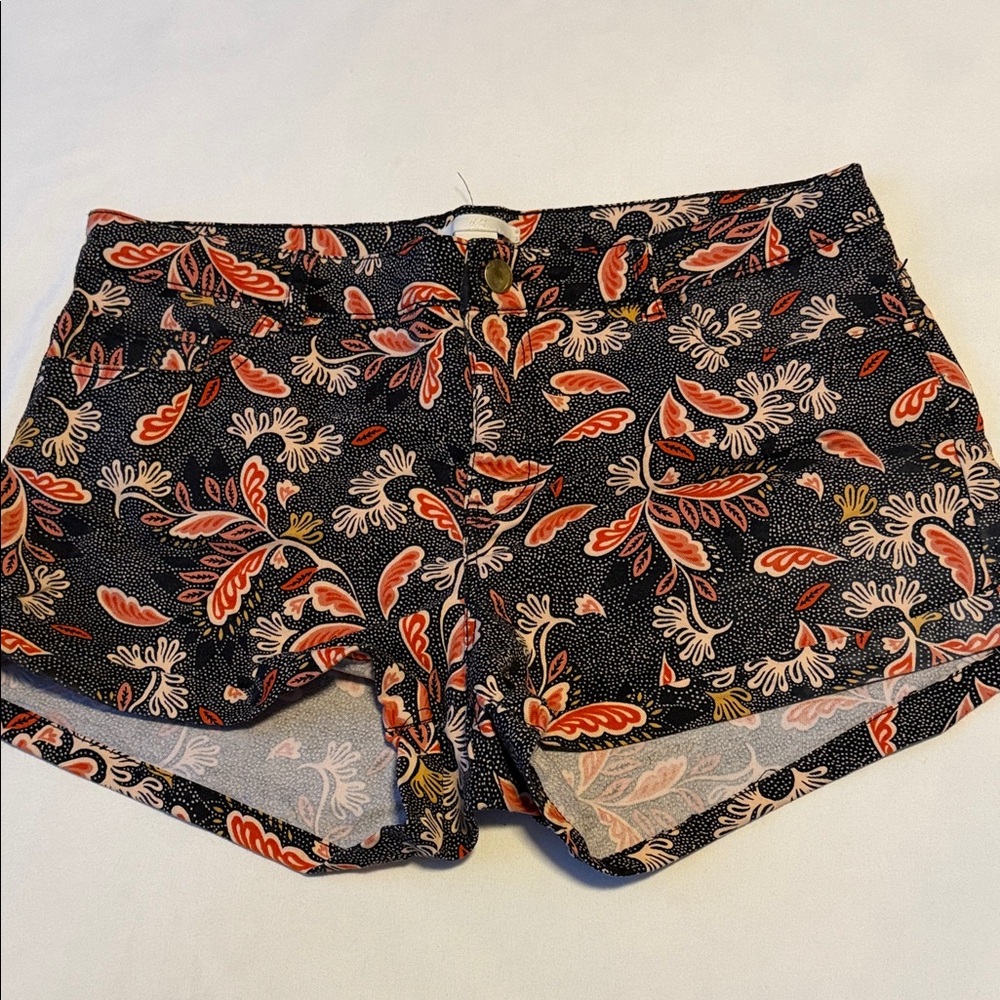 H&M Black and Red Floral High Waist Shorts